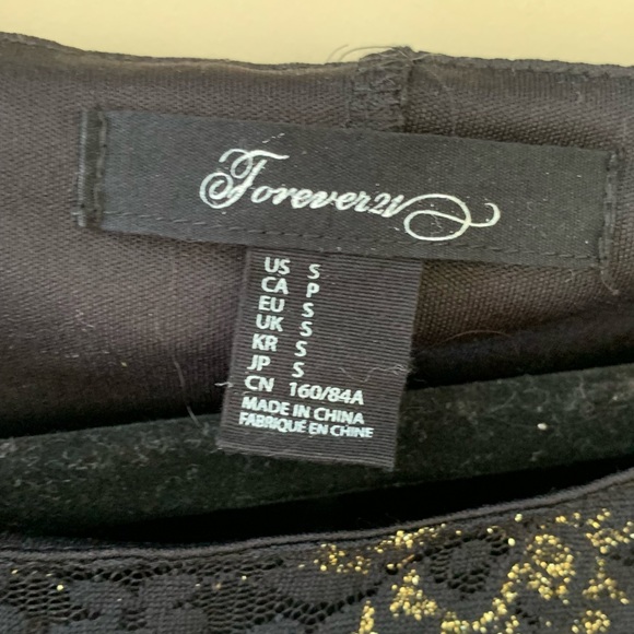 Forever 21 body con gold embroidered black dress - Picture 4 of 10